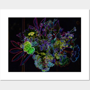 Black Panther Art - Flower Bouquet with Glowing Edges 16 Posters and Art